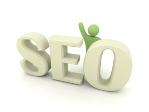 image of a small man figure hidden behind the SEO (Search Engine Optimisation) letters